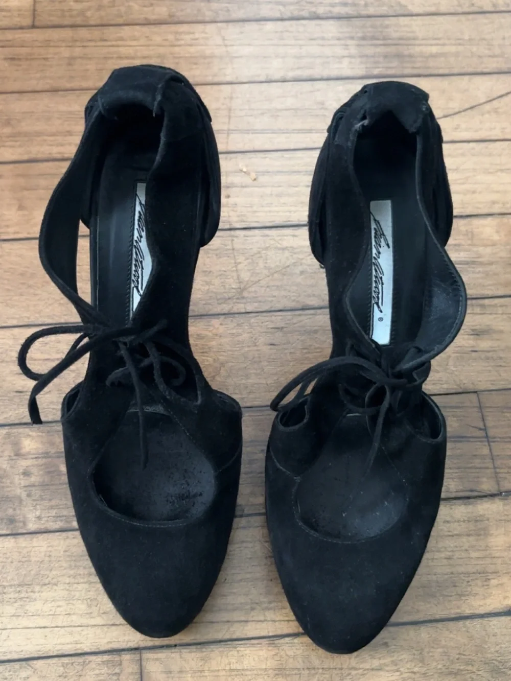 Brian Atwood Suede Black Lace-Up Heels